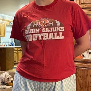 Jerzees Red Ragin' Cajuns Football Tee